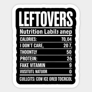Leftovers Nutrition Facts Thanksgiving Leftover Recipes Sticker